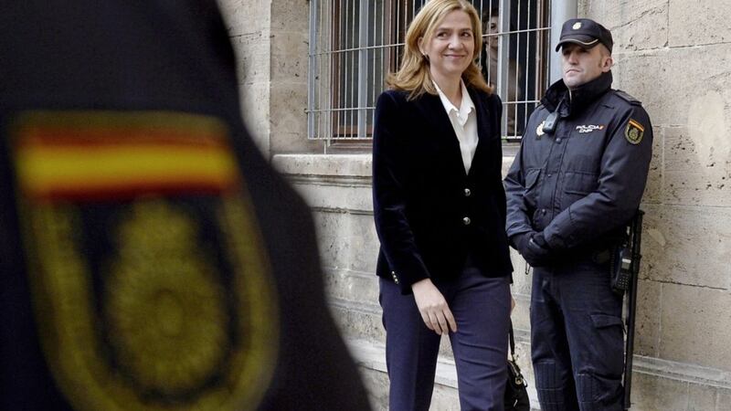 Spain&#39;s Princess Cristina arrives at the courthouse in Palma de Mallorca during an earlier hearing Picture by Manu Fernandez/AP 
