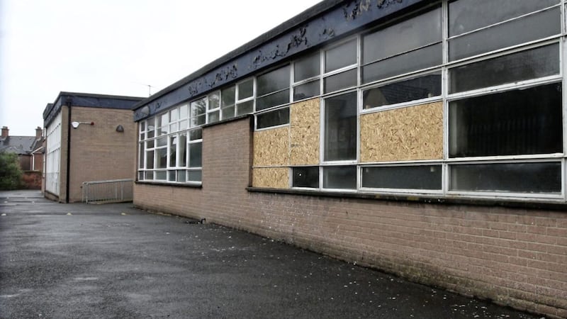 Windows boarded up in St Vincent&#39;s Centre, Willowfield Drive. Picture by Ann McManus 