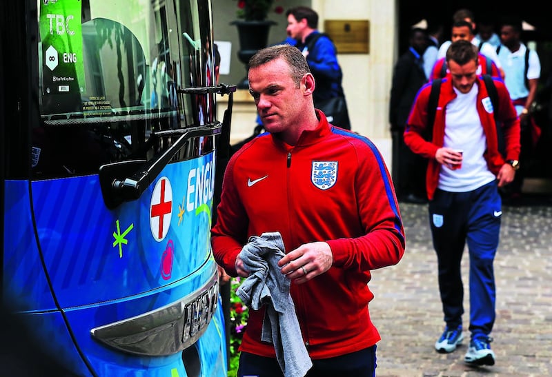 England captain Wayne Rooney departs from the team hotel in Chantilly, France on Tuesday June 28, 2016. England were knocked out at the round of 16 stage of the 2016 European Championships after losing 2-1 to Iceland