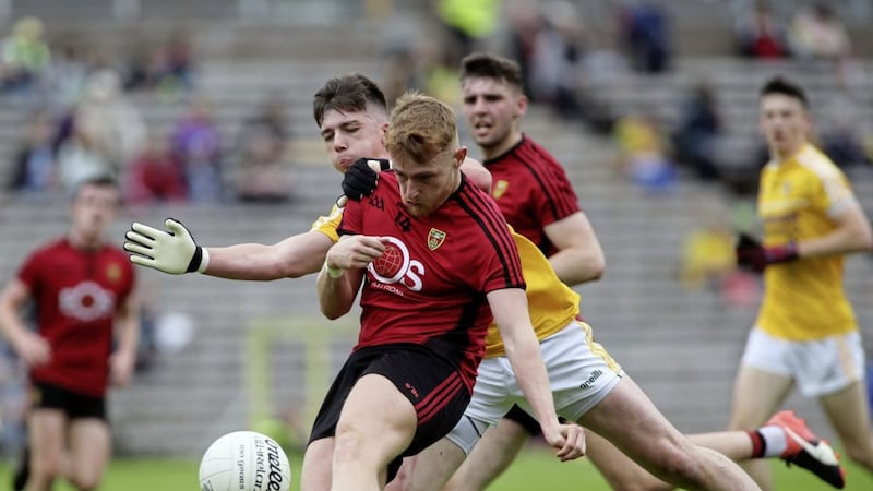 Liam Kerr, who has starred at minor and U20 level, announced his arrival on the senior inter-county stage with an impressive performance for Down against Fermanagh yesterday. Picture by Seamus Loughran 