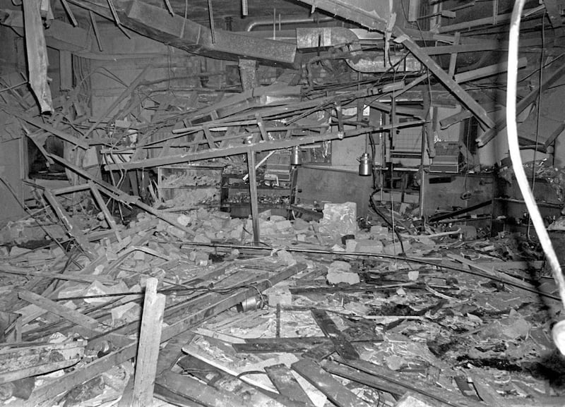 The wreckage left at the Mulberry Bush pub in Birmingham after a bomb exploded. Picture by PA Wire