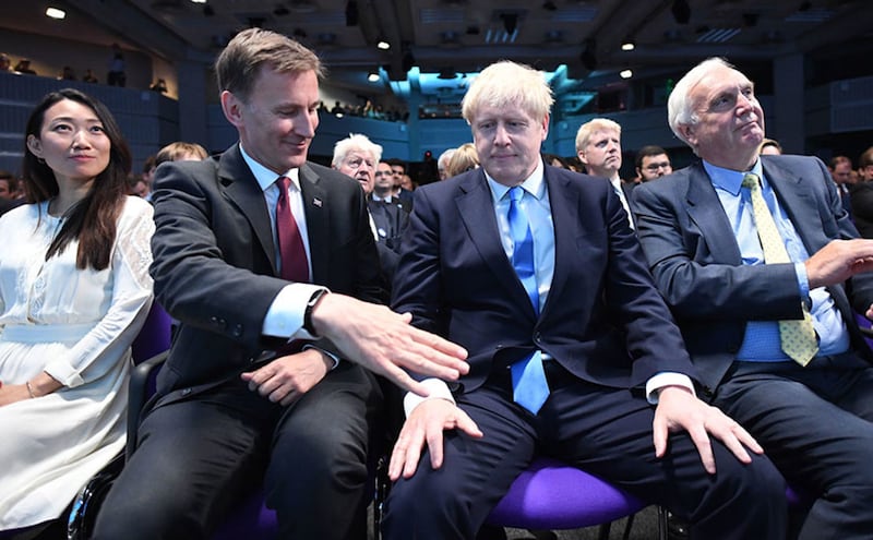 &nbsp;Jeremy Hunt offers his hand to Boris Johnson after the latter was selected as the new leader of the Conservative Party. Picture by&nbsp;Stefan Rousseau/P/A Wire