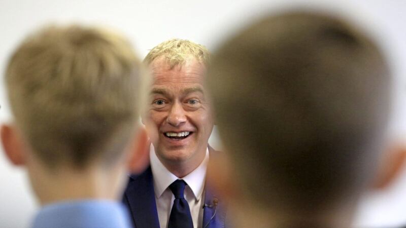 Liberal Democrats leader Tim Farron visits Holland Park School in West London ahead of the launch the party&#39;s manifesto Picture: Gareth Fuller/PA 