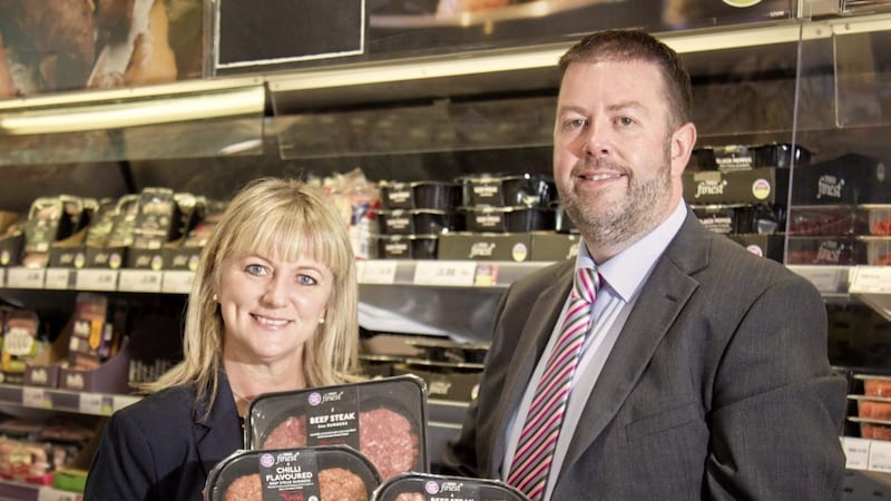 Caoimhe Mannion, Marketing Manager of Tesco NI,with Alan McKeown, commercial sales manager at Doherty &amp; Gray 
