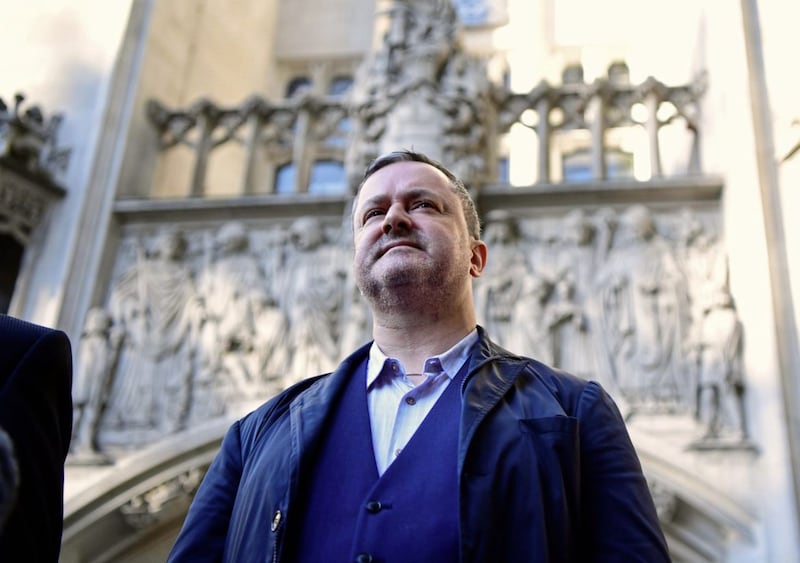 Gareth Lee outside the Supreme Court in London in 2018, where five justices at the UK&#39;s highest court unanimously ruled that Ashers bakery did not discriminate against him on the ground of sexual orientation. Mr Lee has taken his case to the European Court of Human Rights. Picture by Victoria Jones/PA Wire 