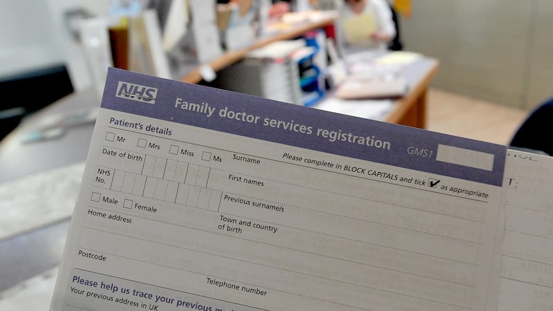A registration form at the Temple Fortune Health Centre GP Practice near Golders Green, London