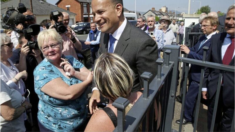 Leo Varadkar meets the public outside the Museum of Orange Heritage. Picture by Hugh Russell 