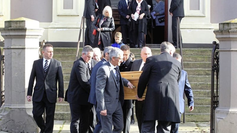 The funeral of former UDA leader Glen Barr at Ebrington Church in Derry on Friday. Picture by Margaret McLaughlin 