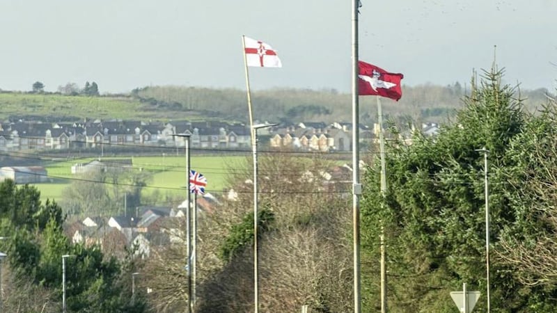 A British Army Parachute Regiment flag in Drumahoe 