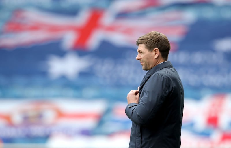 Rangers manager Steven Gerrard&nbsp;<span style="font-family: Arial, sans-serif; ">on the touchline during the Scottish Premiership match against Rangers at Ibrox Stadium, Glasgow on&nbsp;Sunday May 2, 2021. Picture by&nbsp;Jane Barlow/PA Wire.&nbsp;</span>