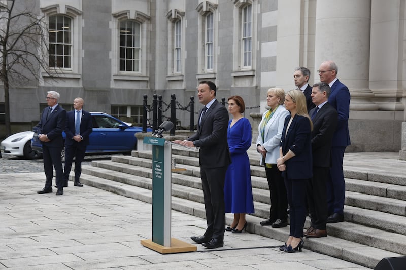 Taoiseach Leo Varadkar speaking to the media at Government Buildings in Dublin as he announced he was to step down as Taoiseach and as leader of his party Fine Gael