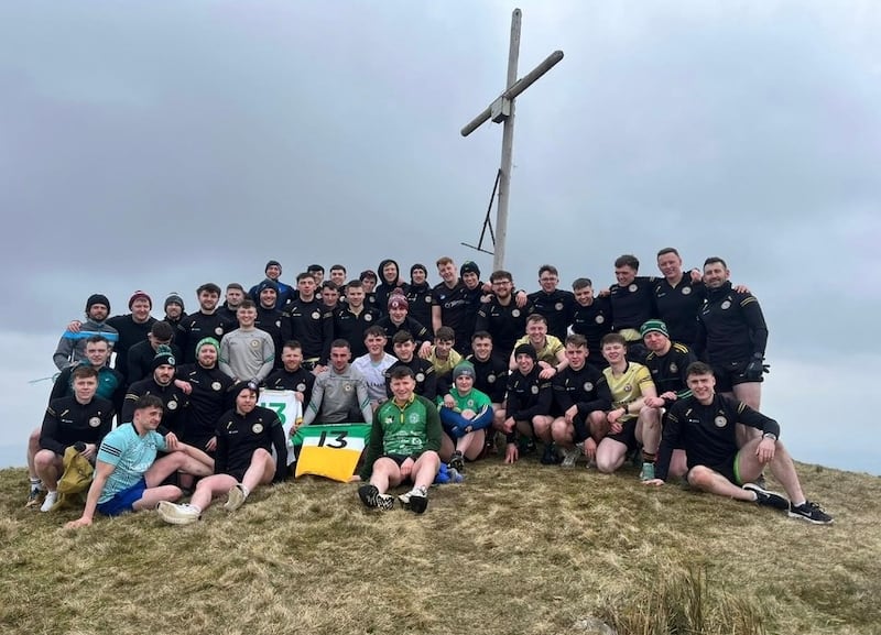 Matty's Kildress Wolfe Tones teammates remember their friend and leader at the top of Slieve Gallion in the Sperrins