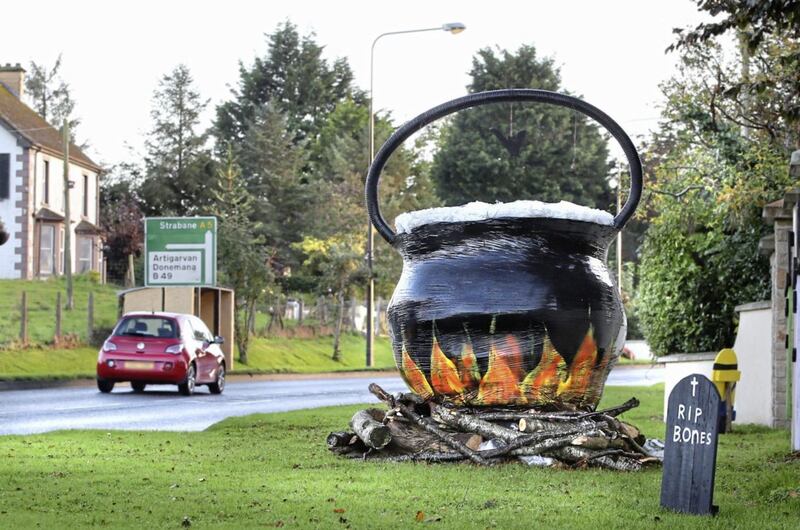 A giant witch&#39;s cauldron by the roadside close to Strabane in Co Tyrone. Picture by Margaret McLaughlin 