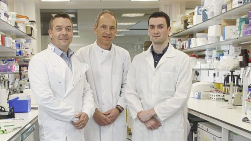 The research team, from left, Dr Chris Watson, Dr David Simpson and Ois&iacute;n Cappa 