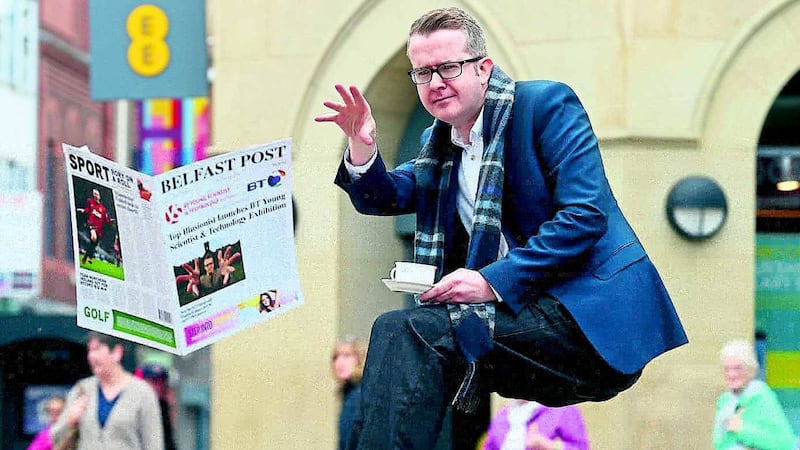 Illusionist David Meade at yesterday's launch in Belfast of the 2016 BT Young Scientist and Technology Exhibition in Belfast. Picture by Hugh Russell&nbsp;