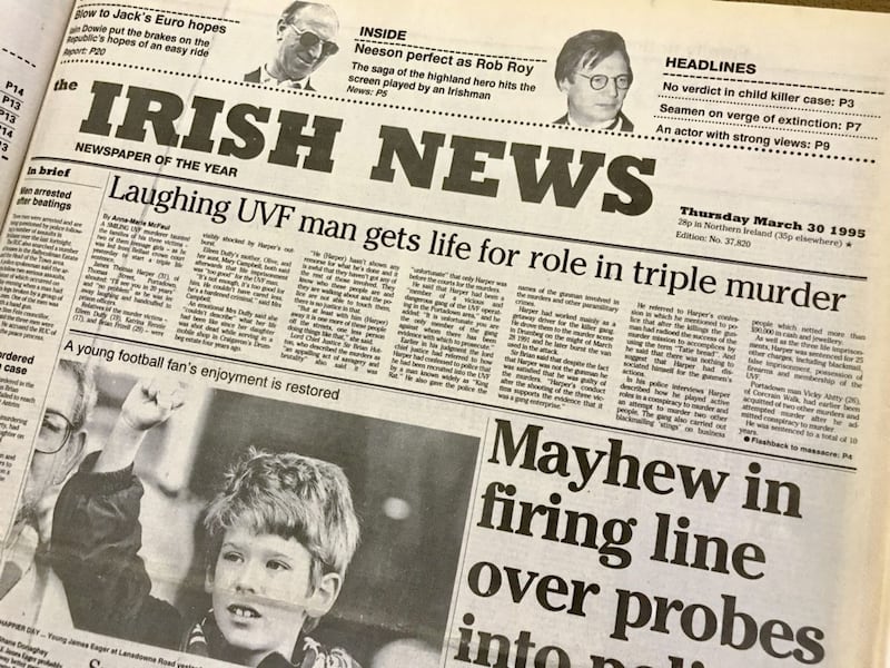 How the Irish News reported the conviction of James Thomas Harper in March 1995 