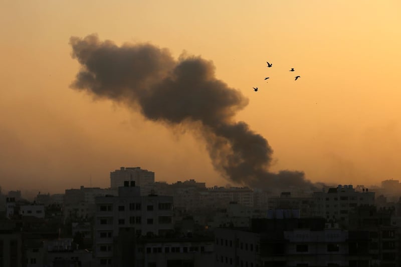 Smoke rises following Israeli air strikes in Gaza City