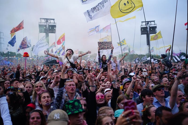 Crowds at Pyramid Stage at the Glastonbury Festival at Worthy Farm in Somerset (Ben Birchall/PA)