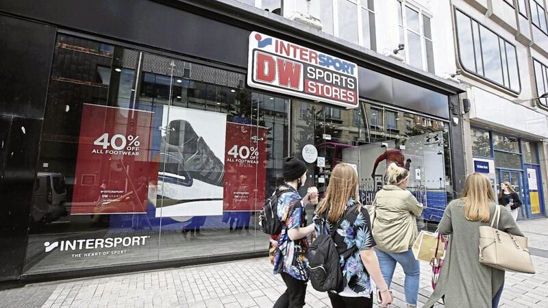 The DW Sports store on Belfast&#39;s Donegall Place, which closed in 2020. The sports store is the third major retailer to vacant the same unit since 2012. Picture by Hugh Russell. 