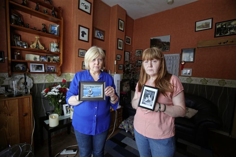Angel and Brenda Torley hold photographs of their mother Annie. Picture by Mal McCann 