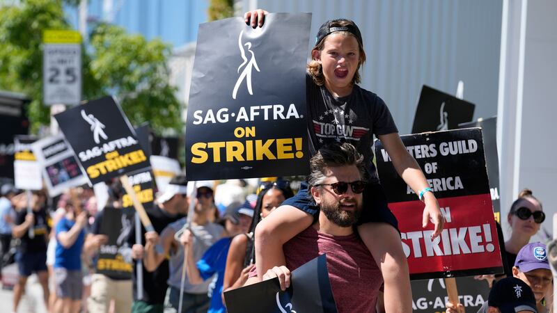 A Sag-Aftra demonstration in the US (Chris Pizzello/AP)
