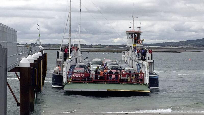 The inaugural Carlingford ferry service arrives at Greencastle, Co Down Picture: Michael McHugh/PA 