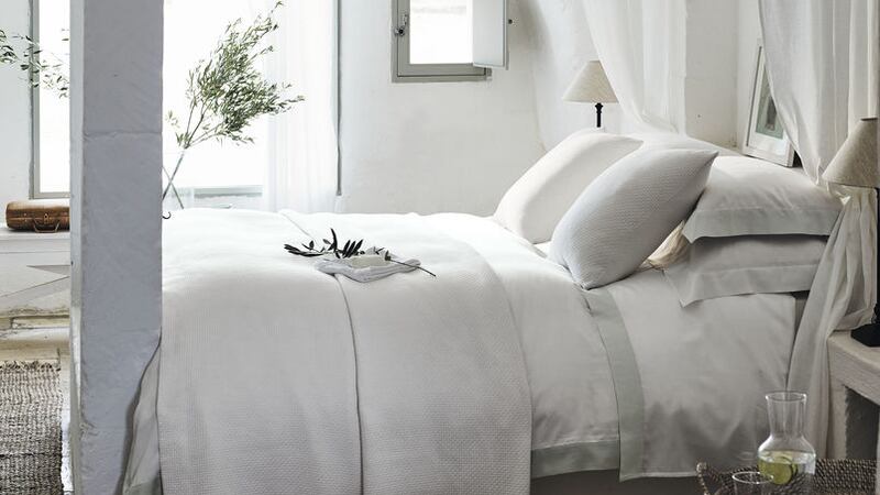 Camborne bed linen collection, in a luxurious 400 thread count Egyptian cotton sateen, in a soft oyster shade. Oxford pillowcase, &pound;30; duvet cover, from &pound;100, flat sheet, from &pound;60, The White Company&nbsp;