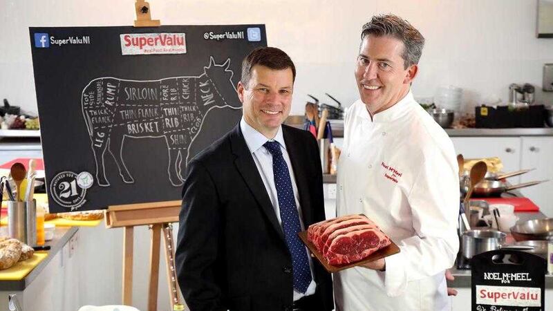 CAMPAIGN: Nigel Maxwell, SuperValu sales director of Musgrave NI and SuperValu ambassador chef, Noel McMeel launch SuperValu&rsquo;s &#39;Best Beef Ever&#39; campaign   
