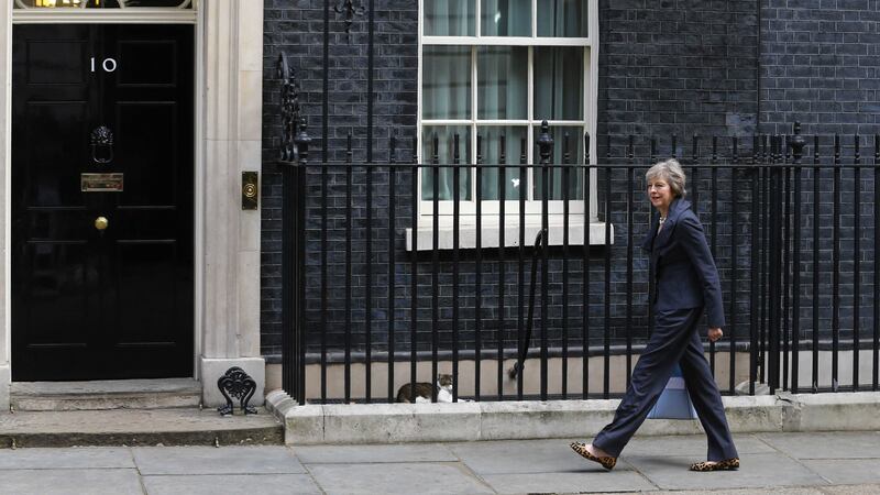 Theresa May arrives in Downing Street, London, for the final Cabinet meeting with David Cameron as Prime Minister. Picture by Gareth Fuller, Press Association&nbsp;