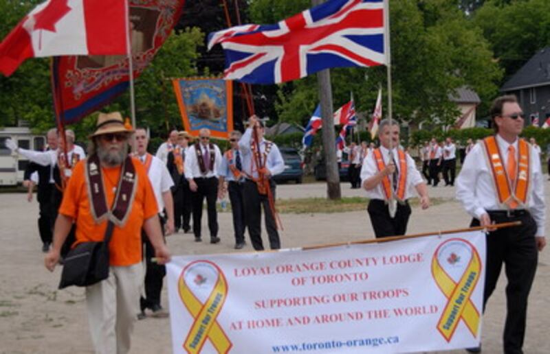 An Orange Order parade in Canada. Picture from the Grand Orange Lodge of Canada