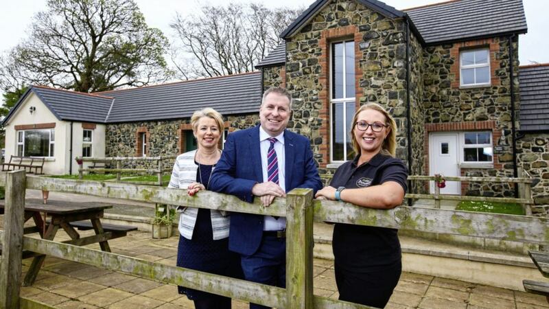 Pictured at are Mary Philips, Ballyclare branch manager Danske Bank, Robert Lynn, small business adviser at Danske Bank and Stacey Hamill owner of Dunamoy Cottages 