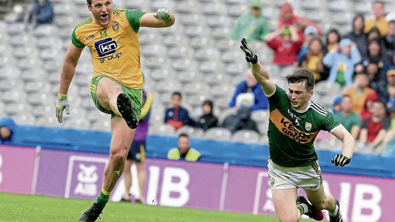 Kerry&#39;s Paul Murphy and Donegal&#39;s Michael Murphy in action during the 2019 All-Ireland Senior Championship at Croke Park in Dublin on Sunday July 21 2019. Picture by Philip Walsh. 