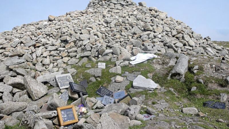 Memorials left on the summit of Slieve Donard. Picture by Mal McCann 