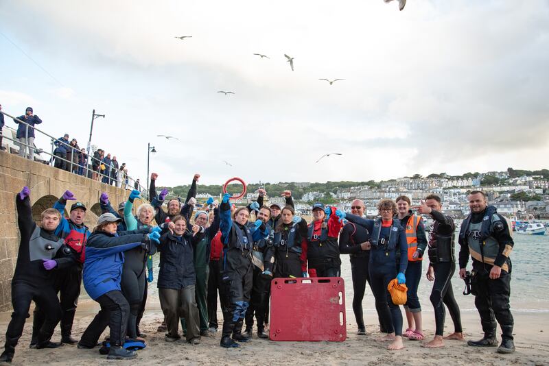 Members of Cornwall’s seal rescue network, British Divers Marine Life Rescue and the Cornish Seal Sanctuary took part in the rescue (Cornish Seal Sanctuary/PA)