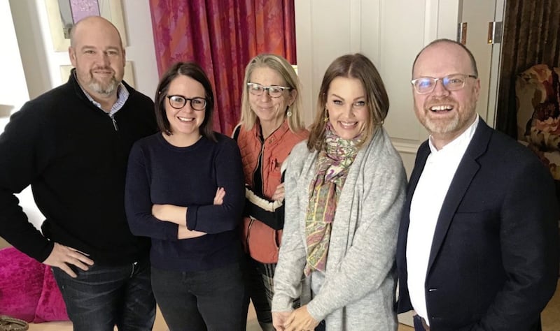 The team behind new documentary on The Go-Gos, from left Corey Russell, Fadoo Productions, Eimhear O&rsquo;Neill, Fine Point Films, Director Alison Ellwood, Belinda Carlisle and Trevor Birney, Fine Point Films 