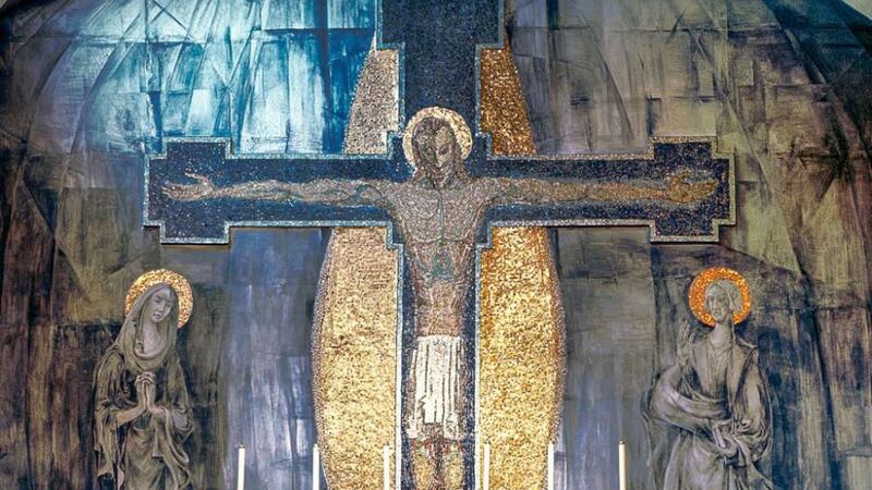 The Crucifixion by artist George Mayer-Marton was created on the wall of the Church of the Holy Rosary in Oldham.