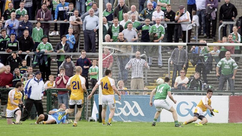 Kevin O&#39;Boyle&#39;s goal-line clearance against Fermanagh in 2014. Picture by Colm O&#39;Reilly 