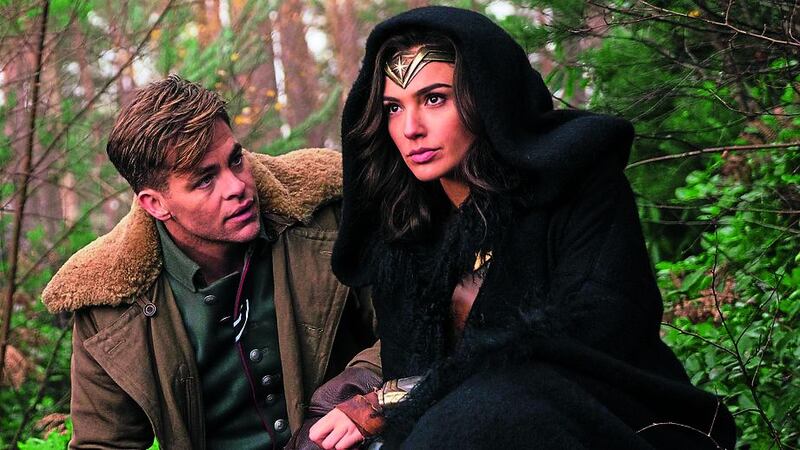Gal Gadot as Wonder Woman with actor Chris Pine who plays Captain Steve Trevor in the new action movie 
