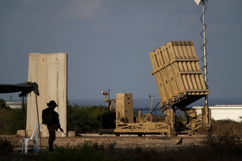 A battery of Israel’s Iron Dome defence missile system in Ashkelon, southern Israel (AP)