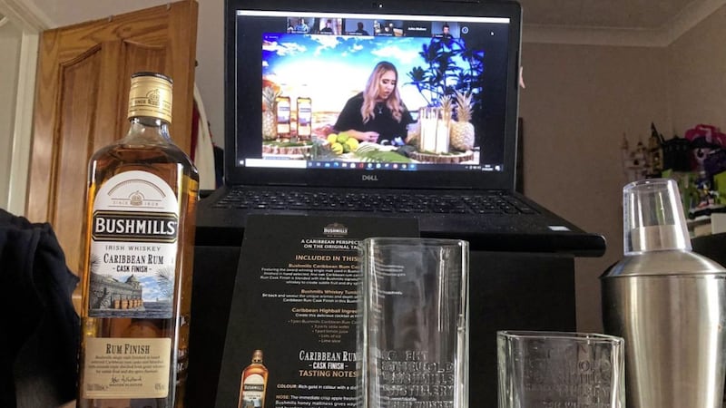 VIRTUAL LAUNCH: Bushmills Irish Whiskey band ambassador Lauren McMullan oversees an exclusive online tasking for the new Bushmills Caribbean Rum cask finish whiskey, which has gone on sale this month 