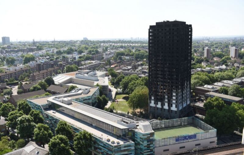 Grenfell Tower in west London after a fire engulfed the 24-storey building on Wednesday morning