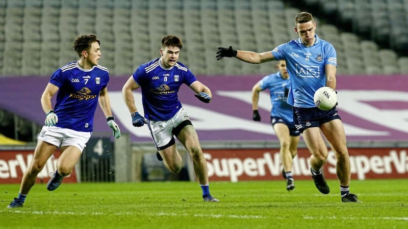 Dublin's Brian Fenton shoots for a point against Cavan.<br /> Pic Philip Walsh