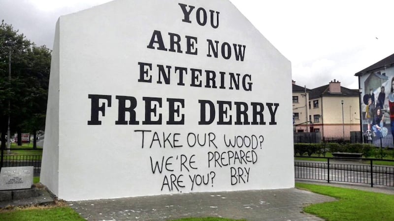 The graffiti on Free Derry Wall was painted over on Saturday morning 