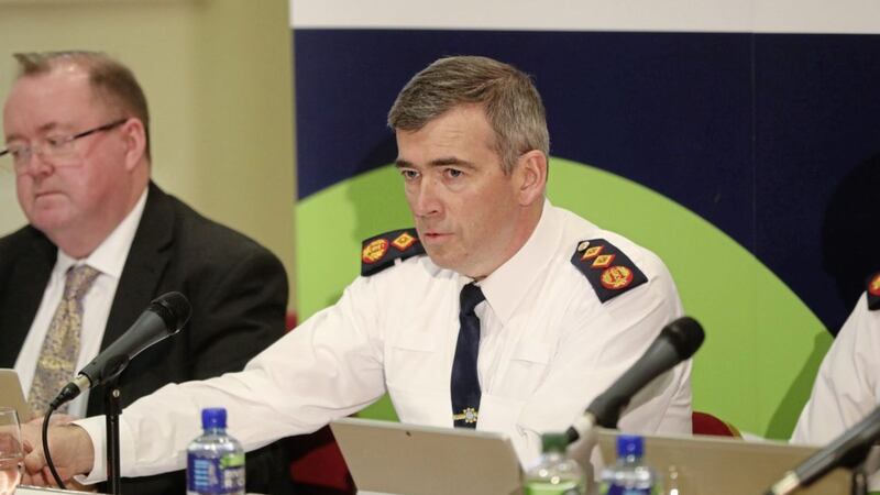 Garda Commissioner Drew Harris addresses a meeting of the policing authority in Dublin Castle on Thursday. Picture by Niall Carson, Press Association 