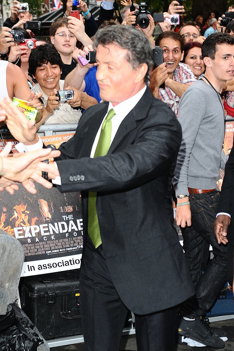 Sylvester Stallone arriving for the UK premiere of The Expendables 2