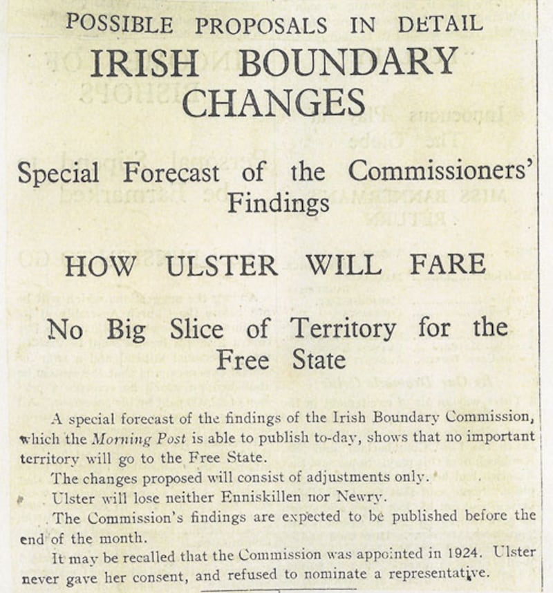 Image from copy of The Morning Post newspaper showing a story about Boundary Commission changes in 1925