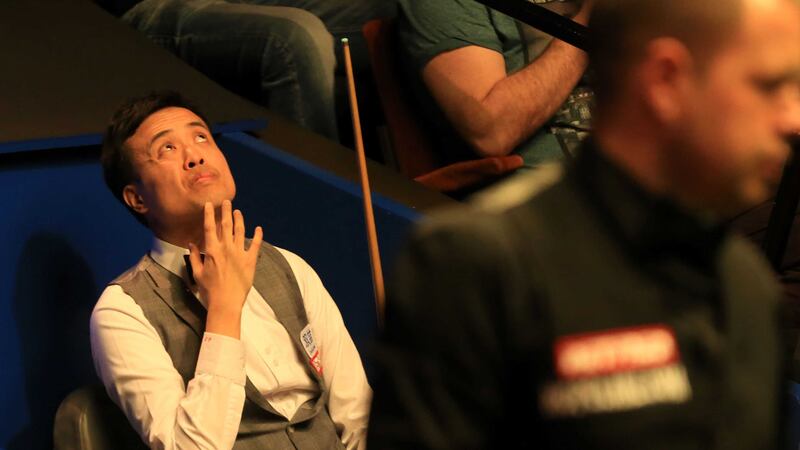 Marco Fu shows his nerves during his match with Barry Hawkins at the World Snooker Championship at the Crucible on Wednesday<br />Picture by PA&nbsp;