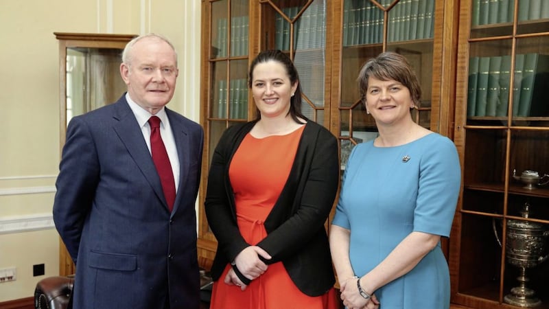 This is also an important test, too, for Claire Sugden, the independent minister, pictured with Arelen Foster and Martin McGuinness 