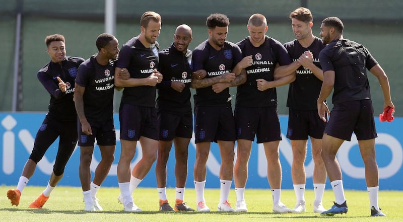 England players during the training session at Spartak Zelenogorsk Stadium