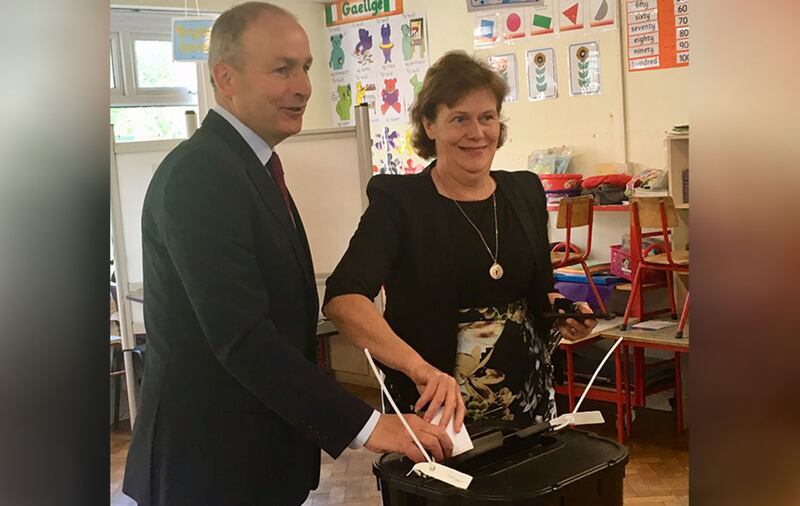 Miche&aacute;l Martin and wife Mary voting in Cork as as the country goes to the polls to vote in the referendum on the 8th Amendment of the Irish Constitution&nbsp;